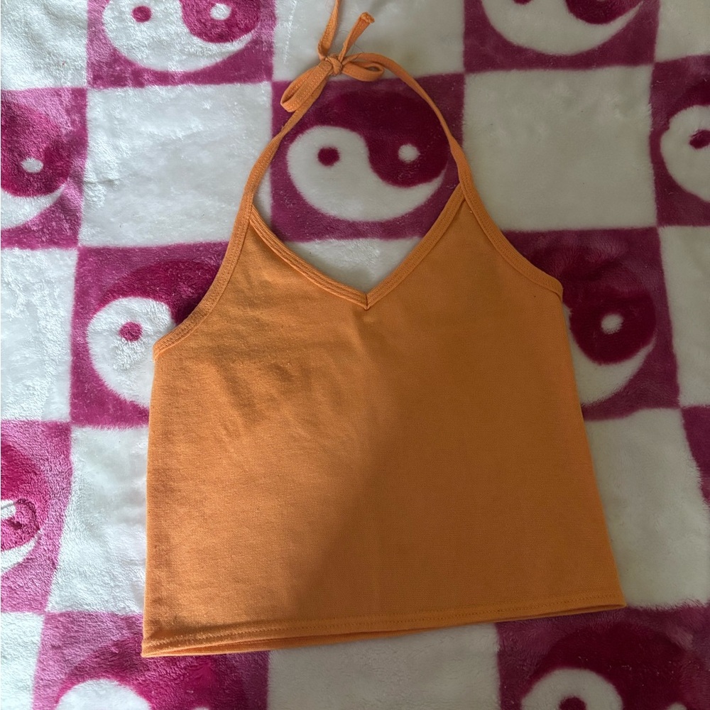 Vibrant Orange Halter Tank Top